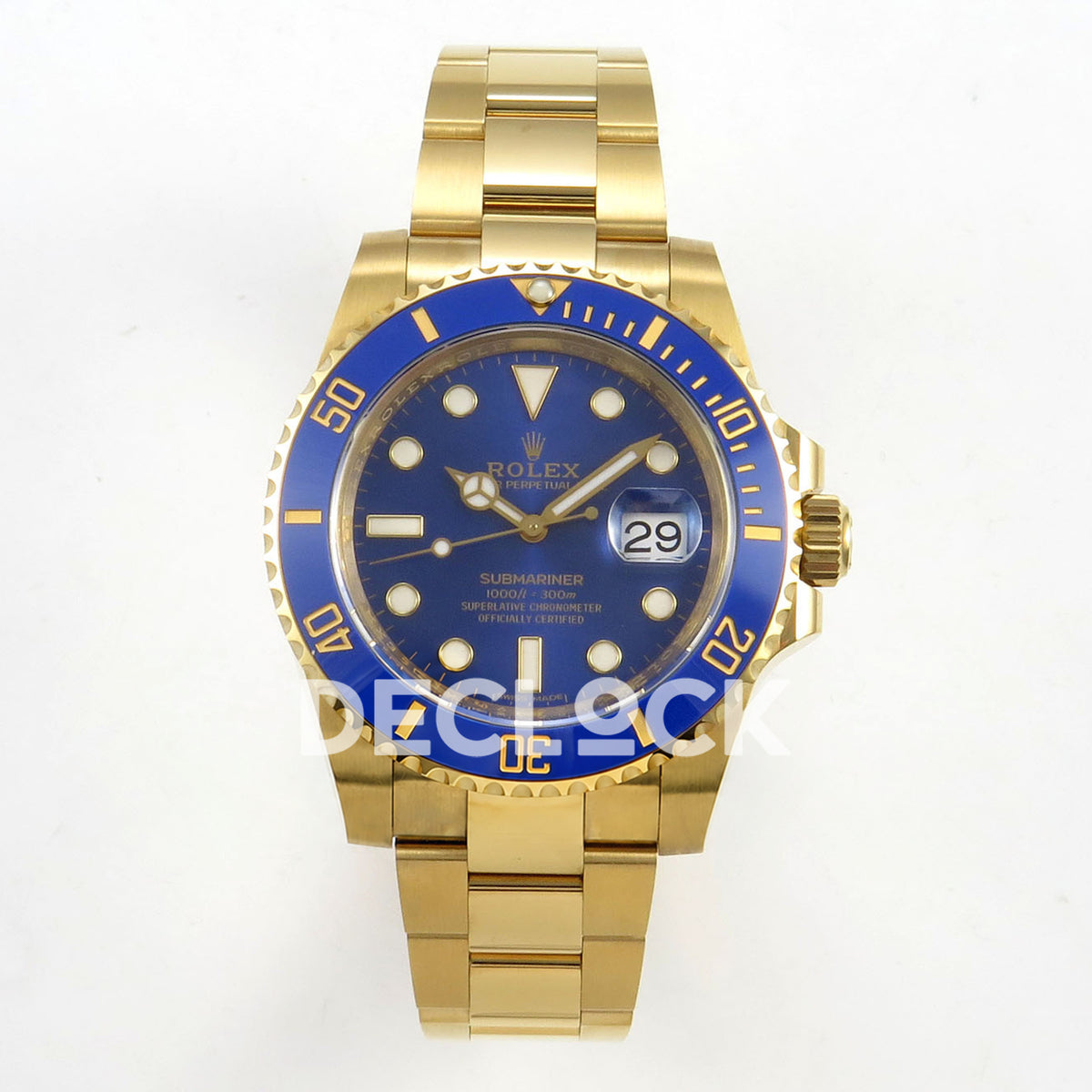 Rolex Submariner 40mm 116618LB VF Yellow Gold Blue Dial DD3135 replica - front