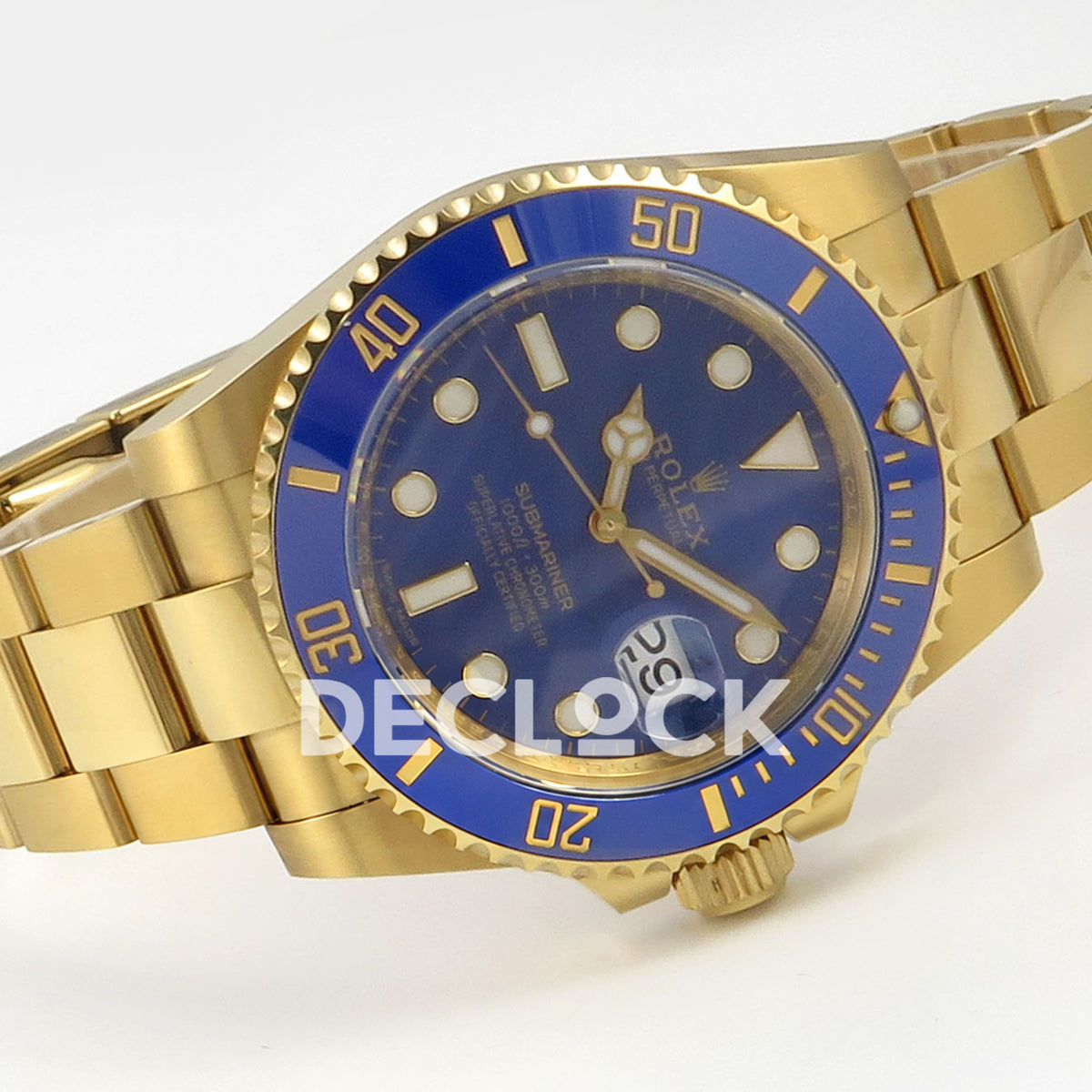 Rolex Submariner 40mm 116618LB VF Yellow Gold Blue Dial DD3135 replica - full watch left