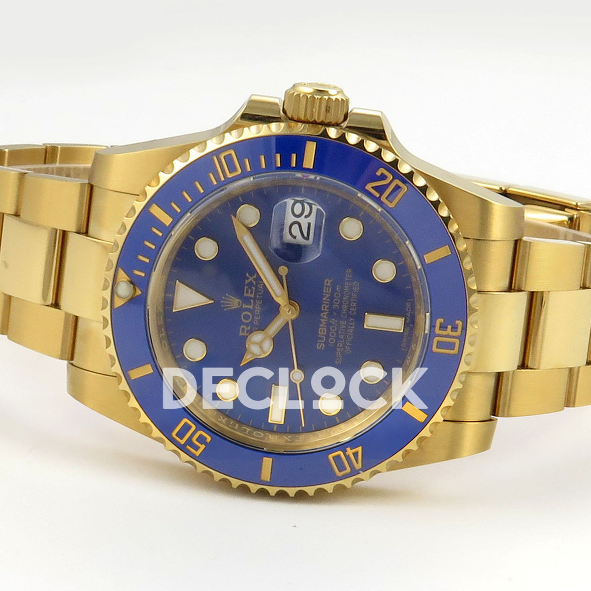 Rolex Submariner 40mm 116618LB VF Yellow Gold Blue Dial DD3135 replica - full watch right