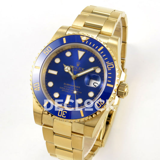 Rolex Submariner 40mm 116618LB WF Blue Dial Yellow Gold DD3135 replica - three quarter