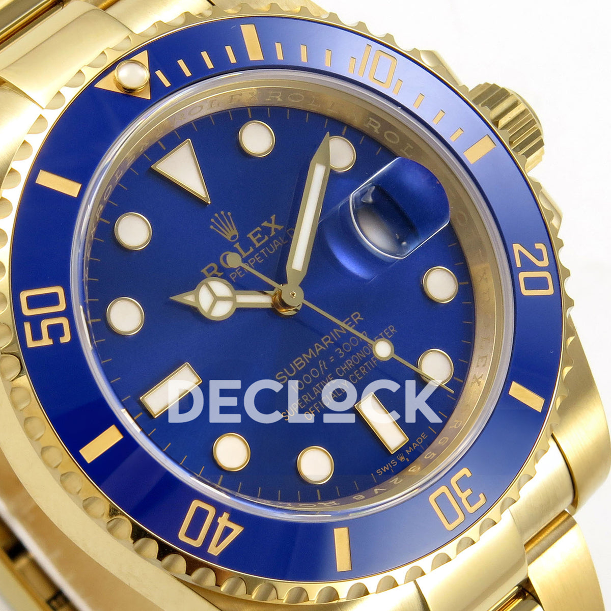 Rolex Submariner 40mm 116618LB WF Blue Dial Yellow Gold DD3135 replica - dial angle left