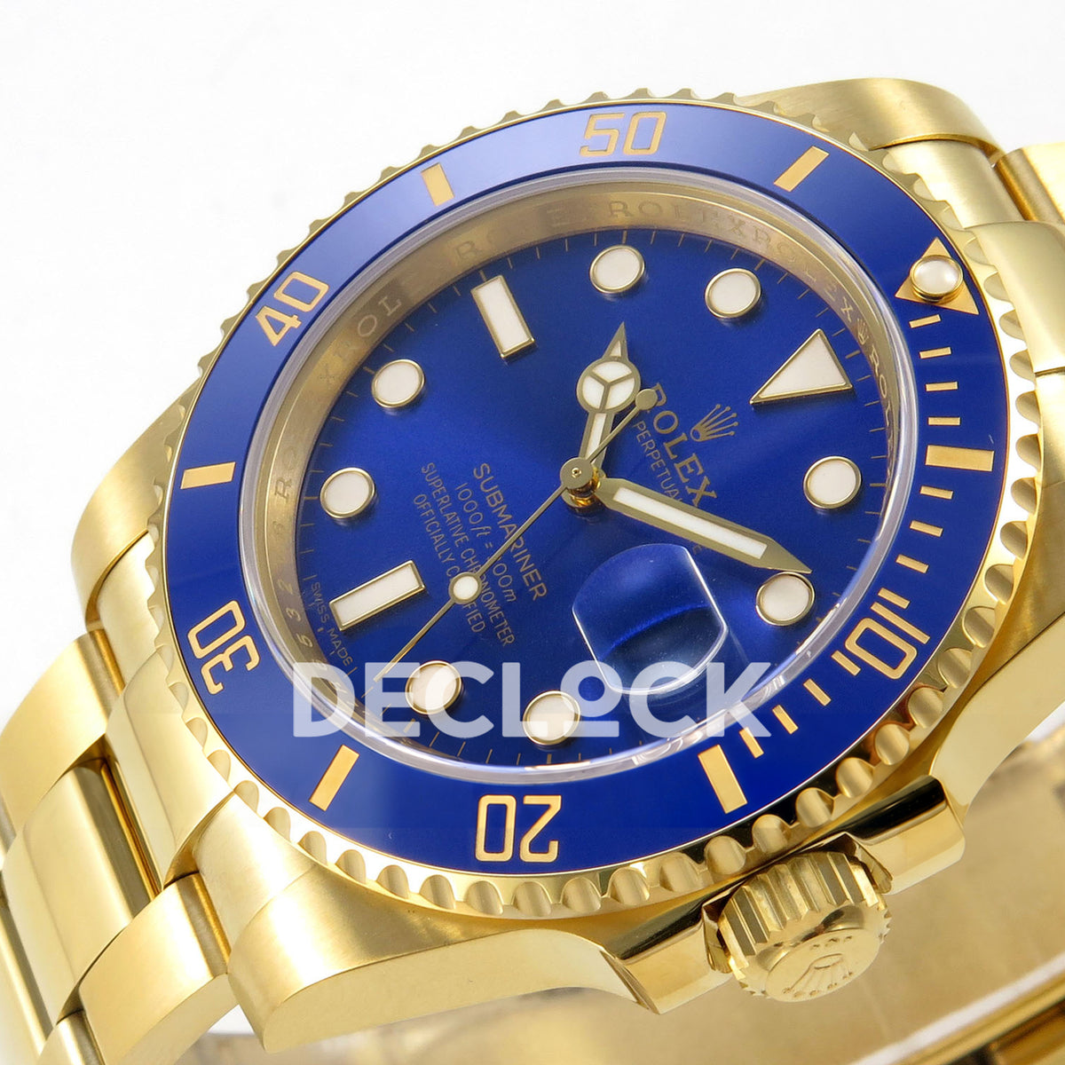 Rolex Submariner 40mm 116618LB WF Blue Dial Yellow Gold DD3135 replica - dial angle right