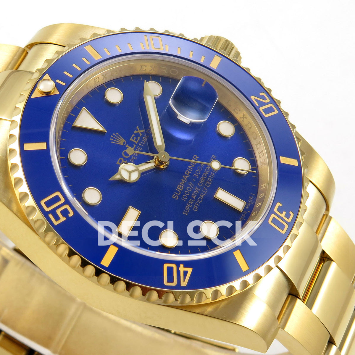 Rolex Submariner 40mm 116618LB WF Blue Dial Yellow Gold DD3135 replica - dial side angle
