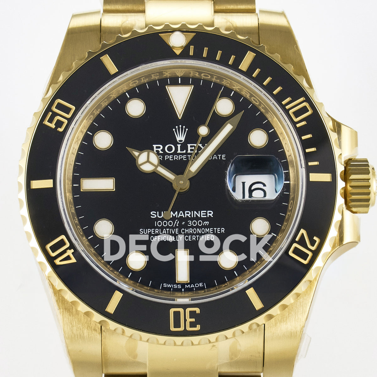 Rolex Submariner 116618LN 40.5mm VSF Yellow Gold Black Dial VS3135 replica - dial closeup