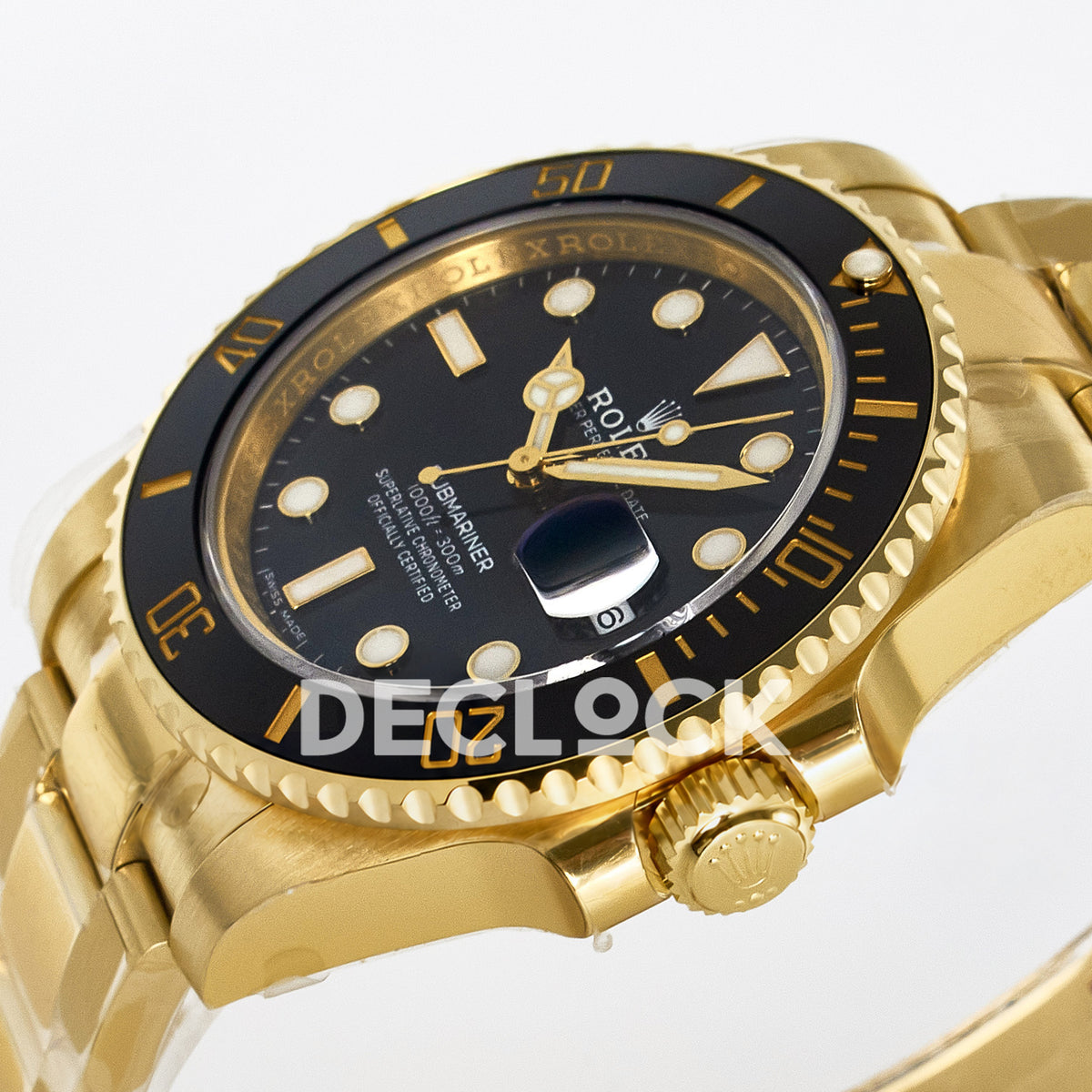 Rolex Submariner 116618LN 40.5mm VSF Yellow Gold Black Dial VS3135 replica - crown front angle