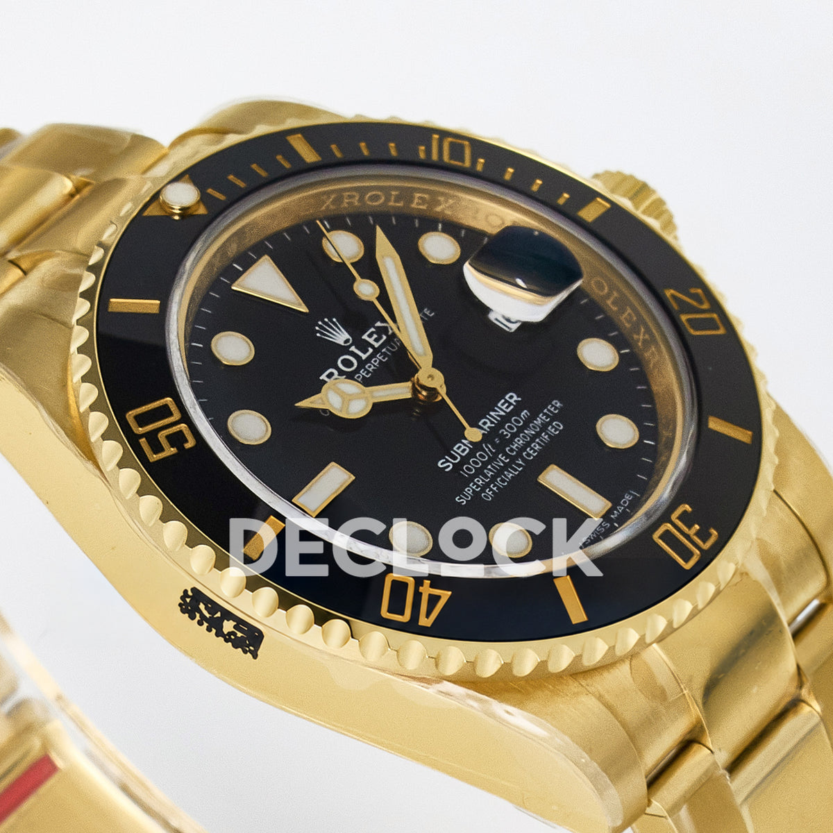 Rolex Submariner 116618LN 40.5mm VSF Yellow Gold Black Dial VS3135 replica - opposite dial angle