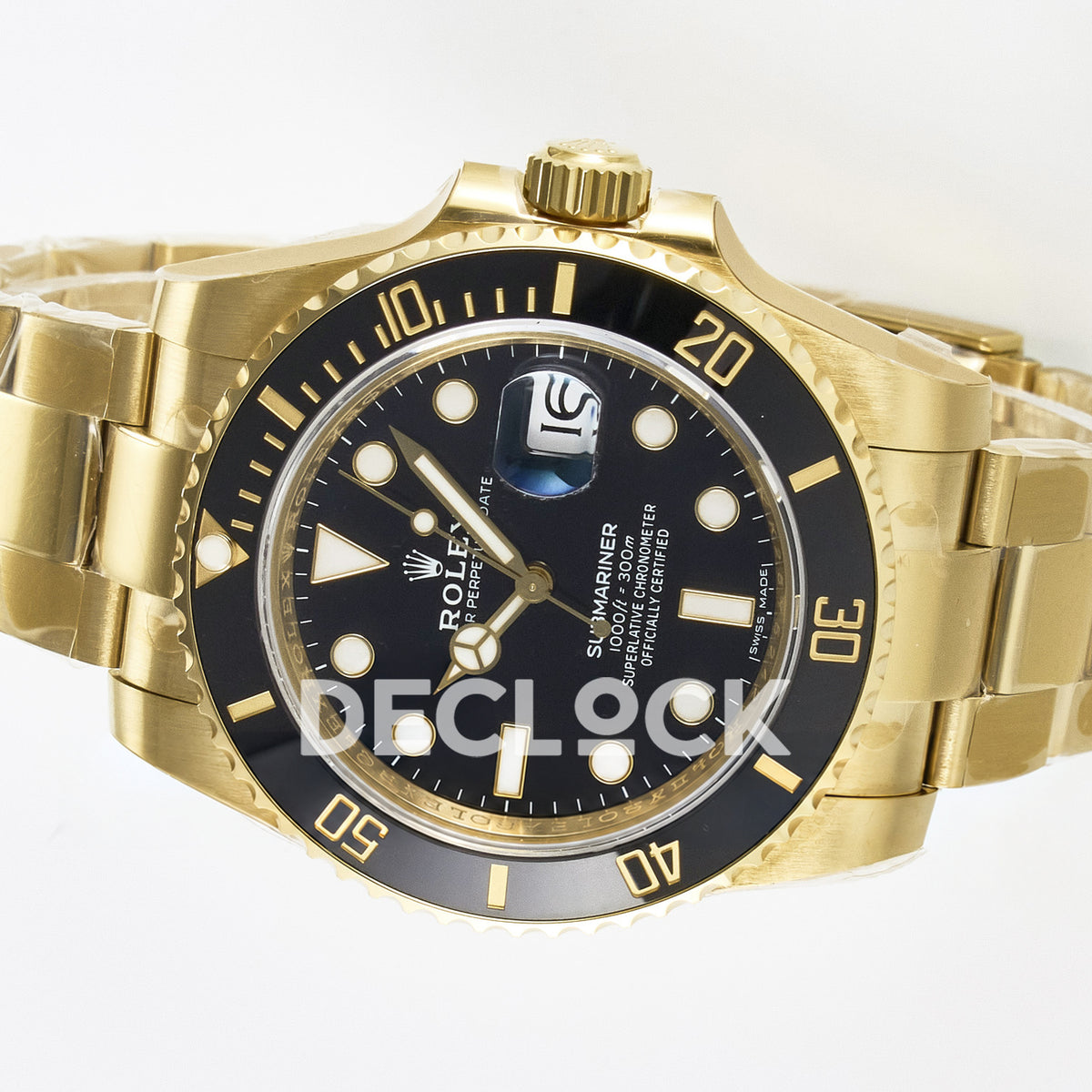 Rolex Submariner 116618LN 40.5mm VSF Yellow Gold Black Dial VS3135 replica - rotated dial