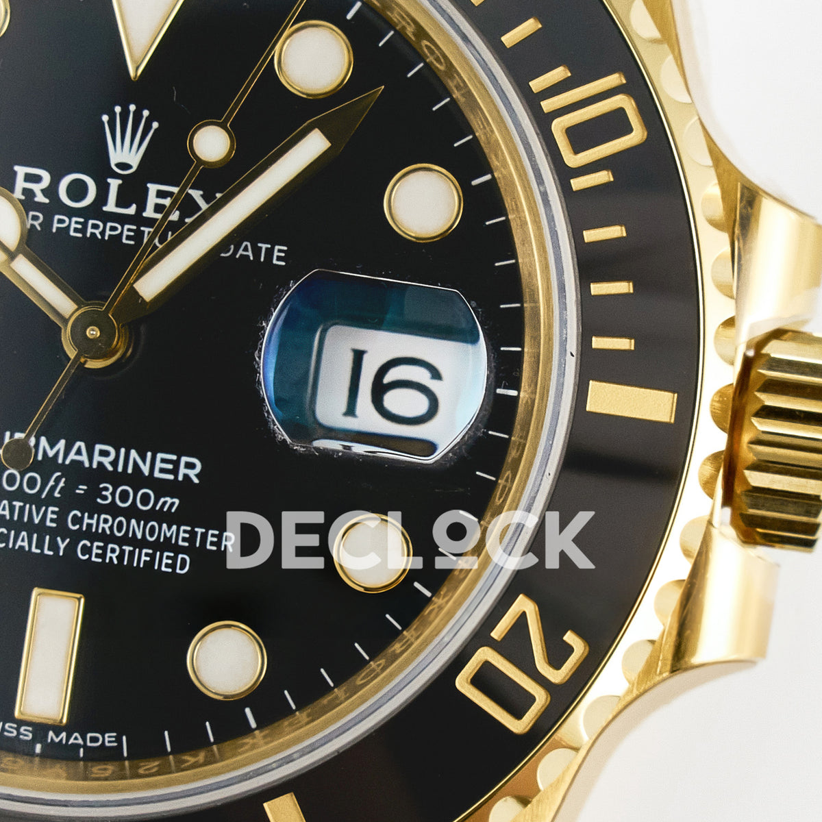 Rolex Submariner 116618LN 40.5mm VSF Yellow Gold Black Dial VS3135 replica - dial right closeup