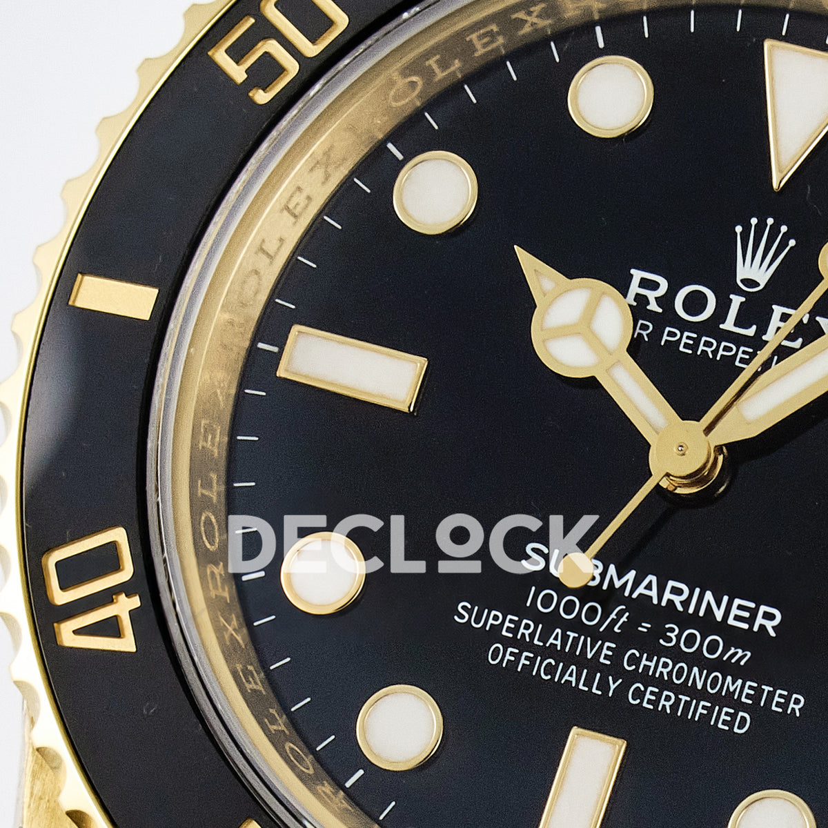 Rolex Submariner 116618LN 40.5mm VSF Yellow Gold Black Dial VS3135 replica - dial left closeup