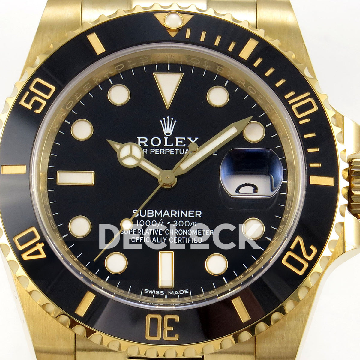 Rolex Submariner 40mm 116618LN WF Black Dial Yellow Gold DD3135 replica - dial closeup