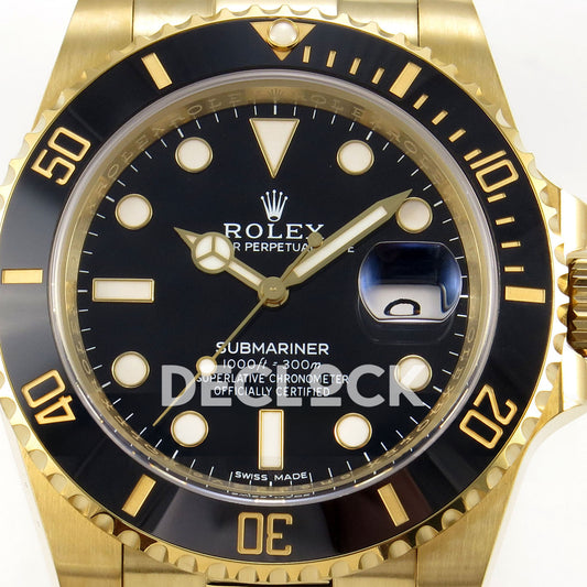 Rolex Submariner 40mm 116618LN WF Black Dial Yellow Gold DD3135 replica - dial closeup