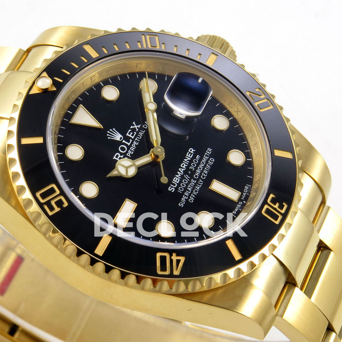 Rolex Submariner 40mm 116618LN WF Black Dial Yellow Gold DD3135 replica - dial side angle
