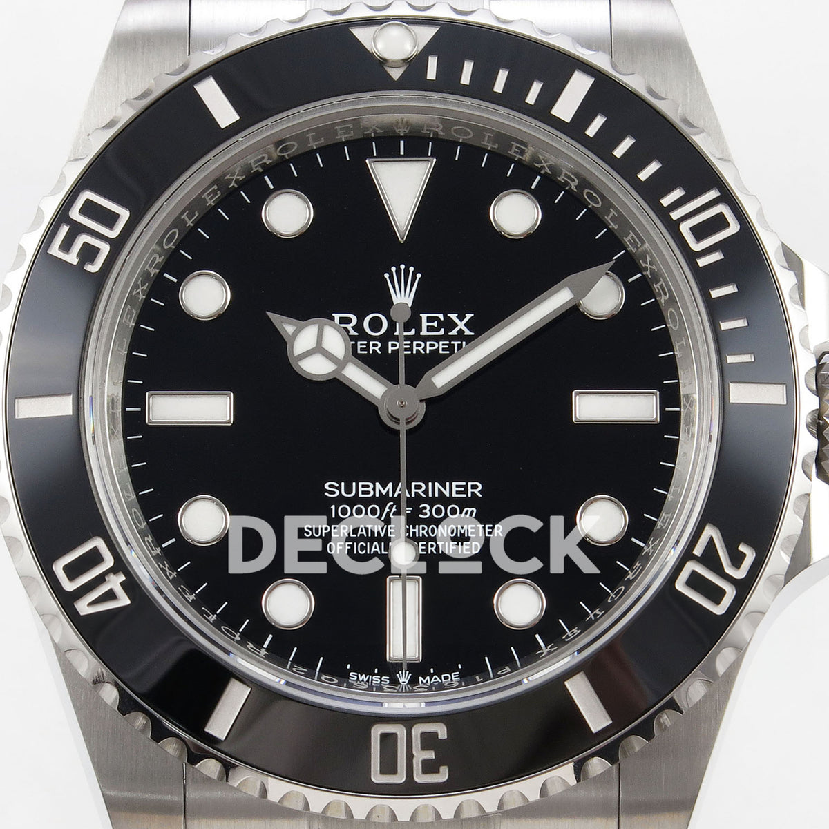 Rolex Submariner 41mm 124060 No Date RICH Black Dial JH3230 V2 Free Sprung replica - dial closeup