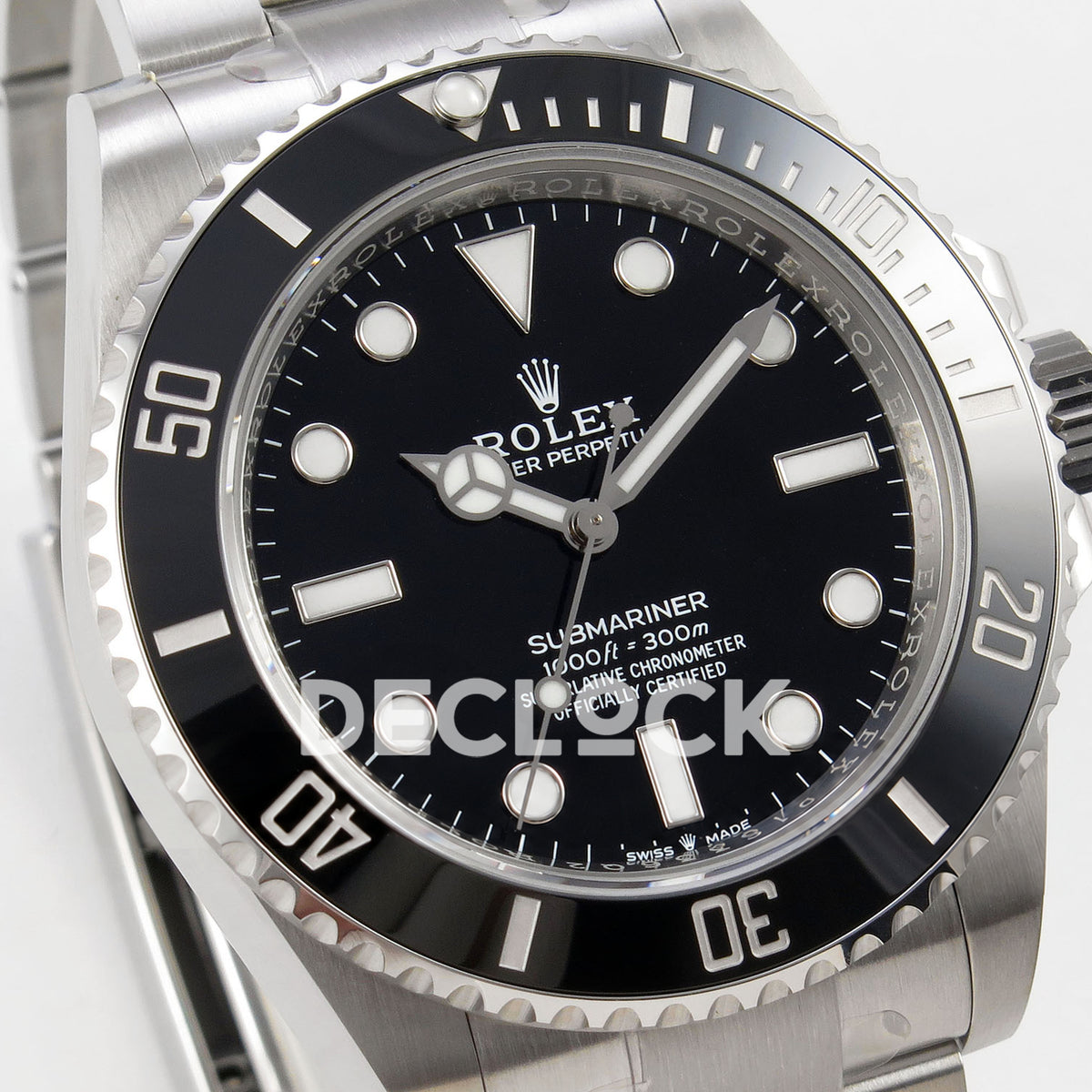 Rolex Submariner 41mm 124060 No Date RICH Black Dial JH3230 V2 Free Sprung replica - dial angle left