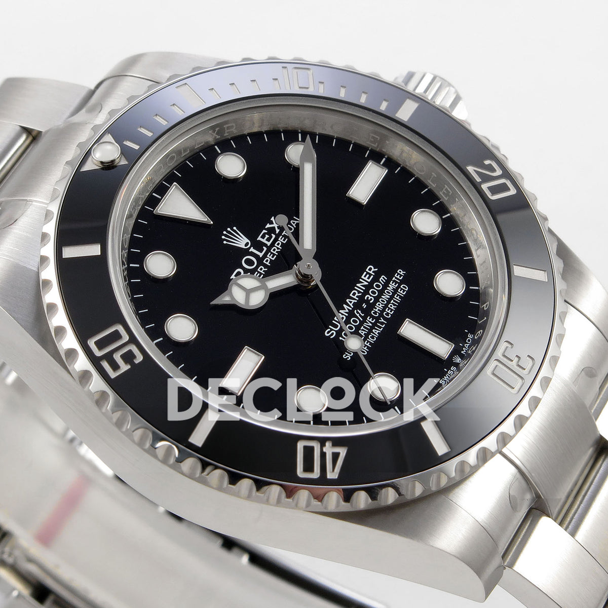 Rolex Submariner 41mm 124060 No Date RICH Black Dial JH3230 V2 Free Sprung replica - dial side angle
