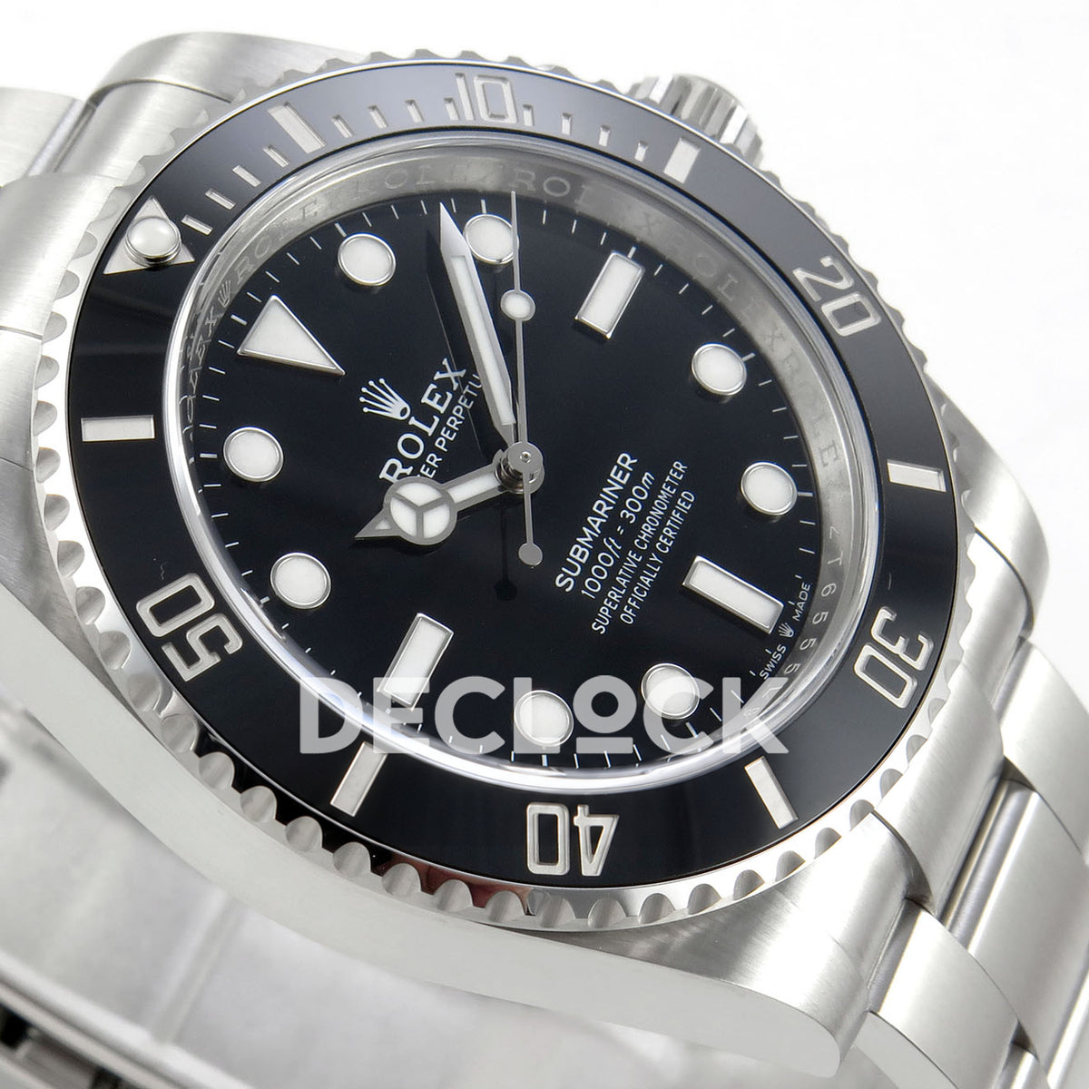 Rolex Submariner 41mm 124060 No Date VF Black Dial DD3230 replica - dial side angle