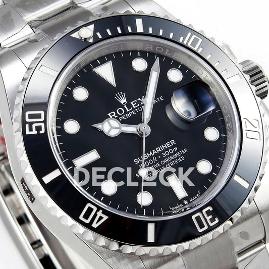 Rolex Submariner 126610LN Clean Factory VR3235 - angled dial closeup