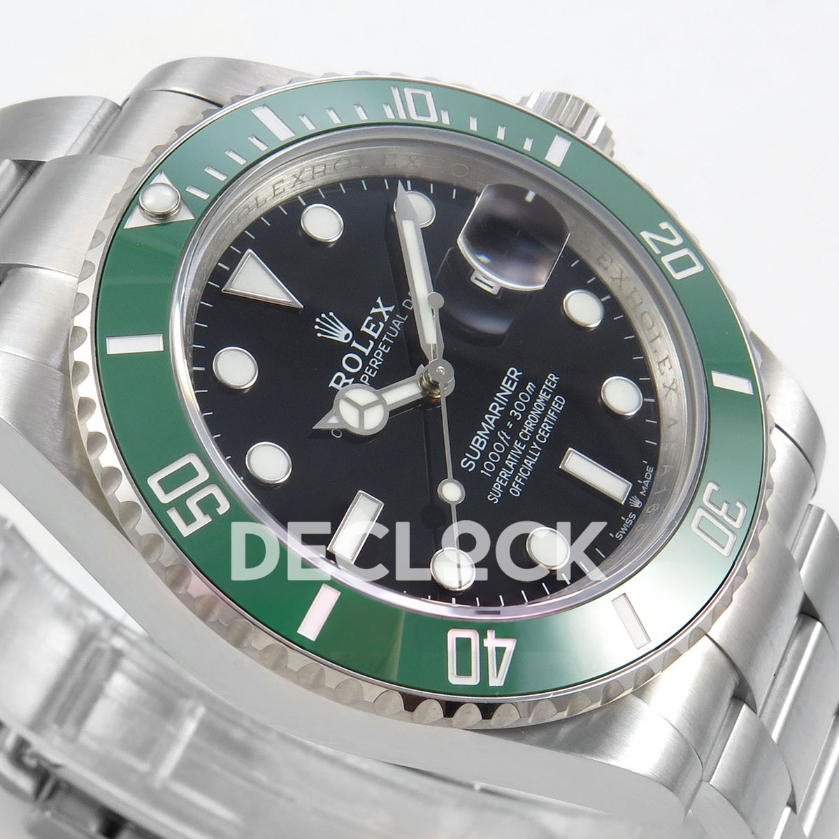 Rolex Submariner 126610LV 41mm QF Black Dial Green Bezel QF3235 replica - dial side angle