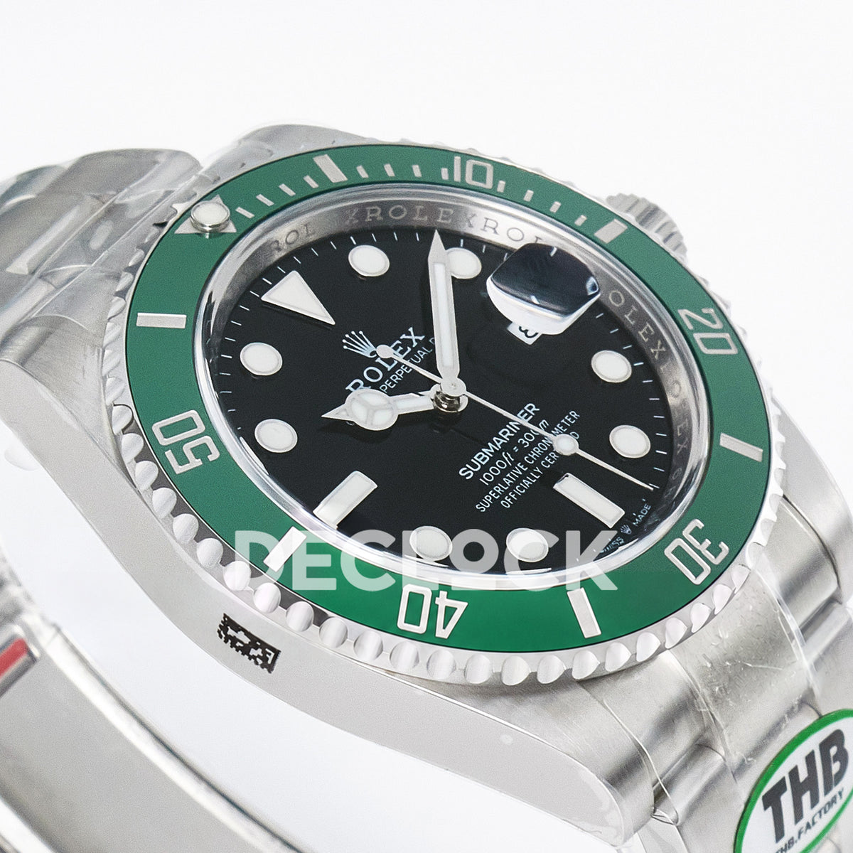 Rolex Submariner 126610LV 41mm THBF Steel Black Dial Green Bezel SH3235 replica - opposite dial angle