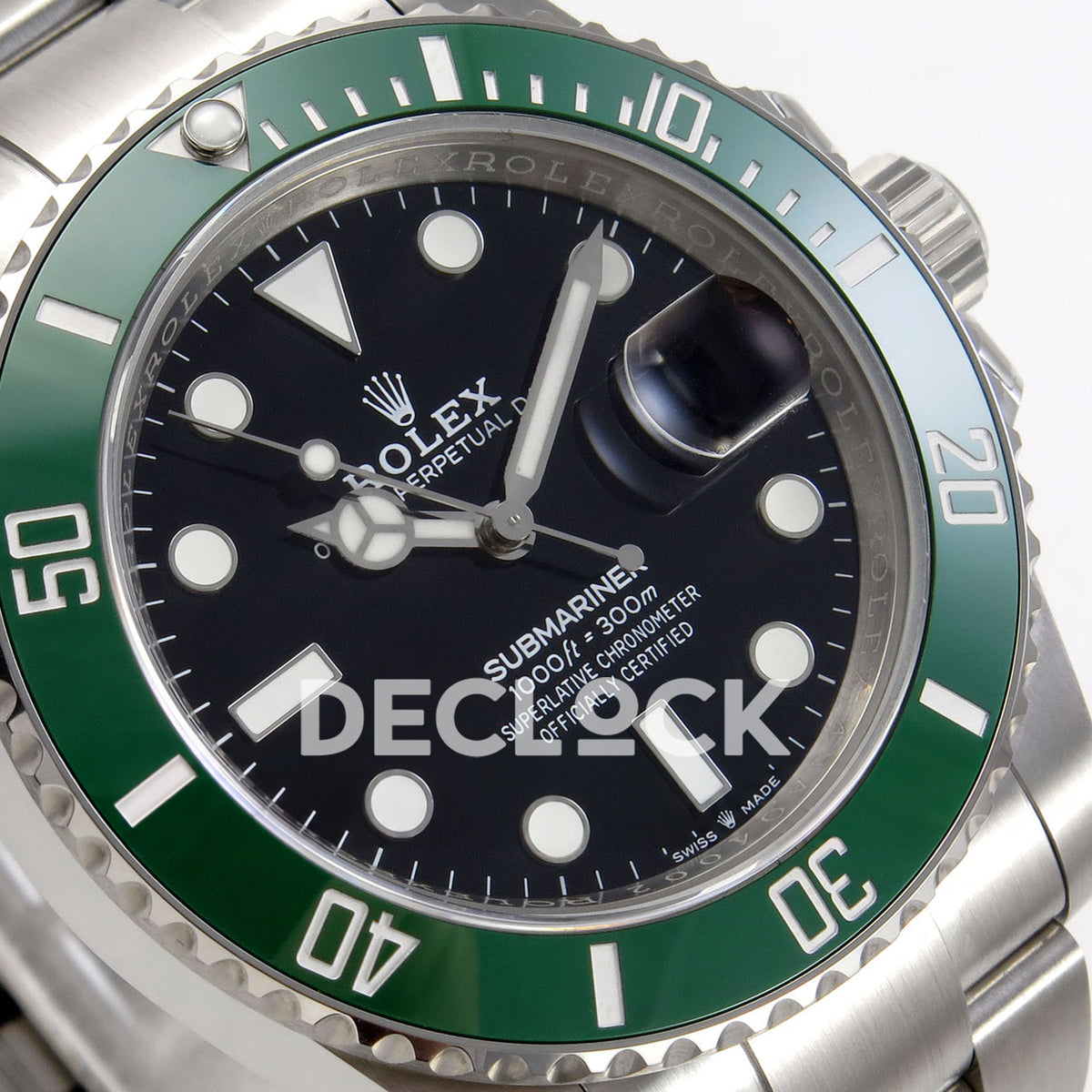 Rolex Submariner 41mm 126610LV QF Black Dial Green Bezel JH3235 Free Sprung replica - dial angle left