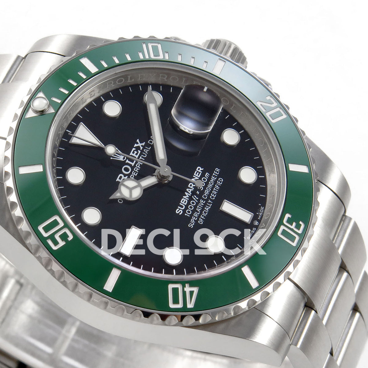Rolex Submariner 41mm 126610LV QF Black Dial Green Bezel JH3235 Free Sprung replica - dial side angle