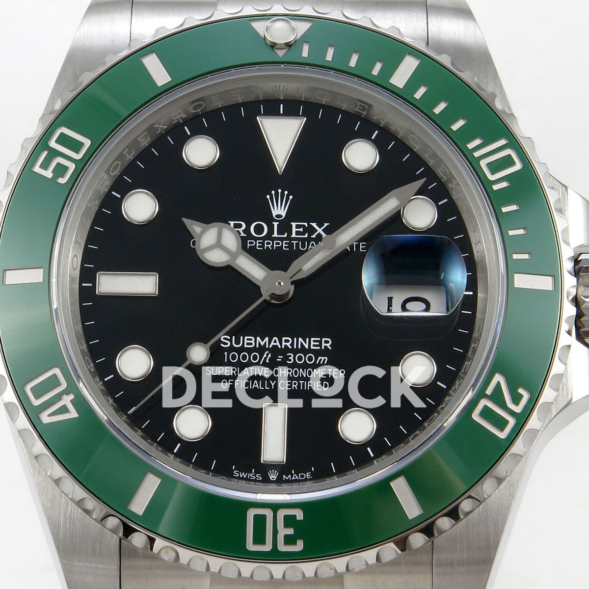 Rolex Submariner 41mm 126610LV RGF Black Dial Green Bezel JH3235 replica - dial closeup