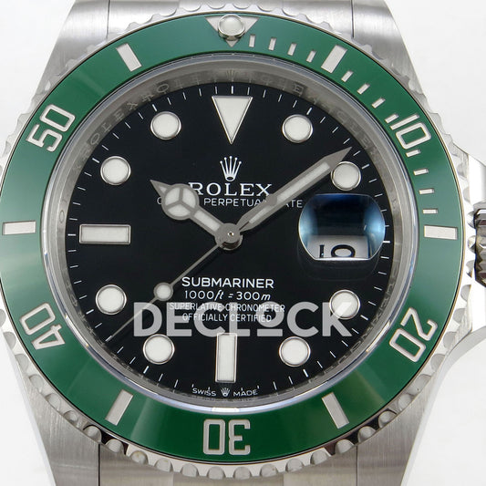 Rolex Submariner 41mm 126610LV RGF Black Dial Green Bezel JH3235 replica - dial closeup