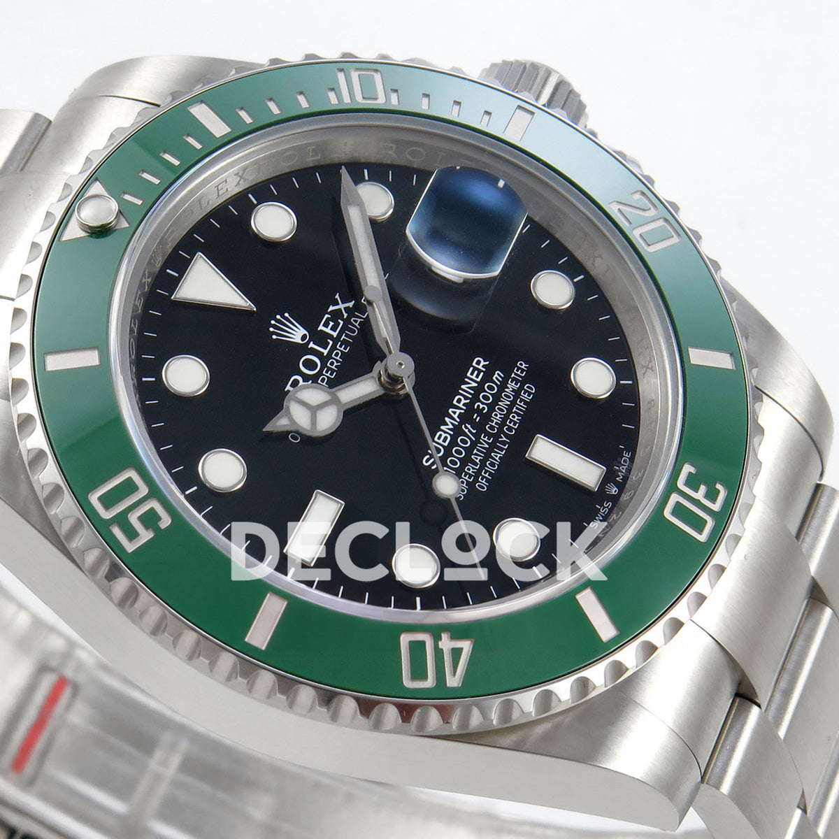 Rolex Submariner 41mm 126610LV RGF Black Dial Green Bezel JH3235 replica - dial side angle