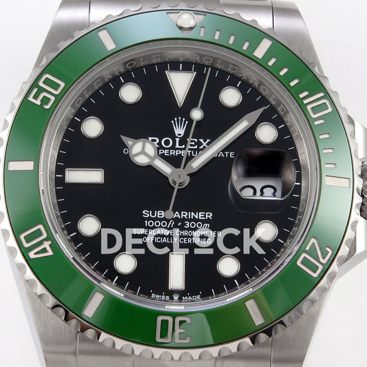 Rolex Submariner 41mm 126610LV RICH MK2 Black Dial Green Bezel JH3235 V2 replica - dial closeup