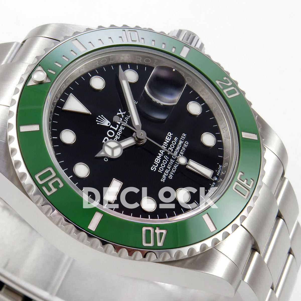 Rolex Submariner 41mm 126610LV RICH MK2 Black Dial Green Bezel JH3235 V2 Free Sprung replica - dial side angle