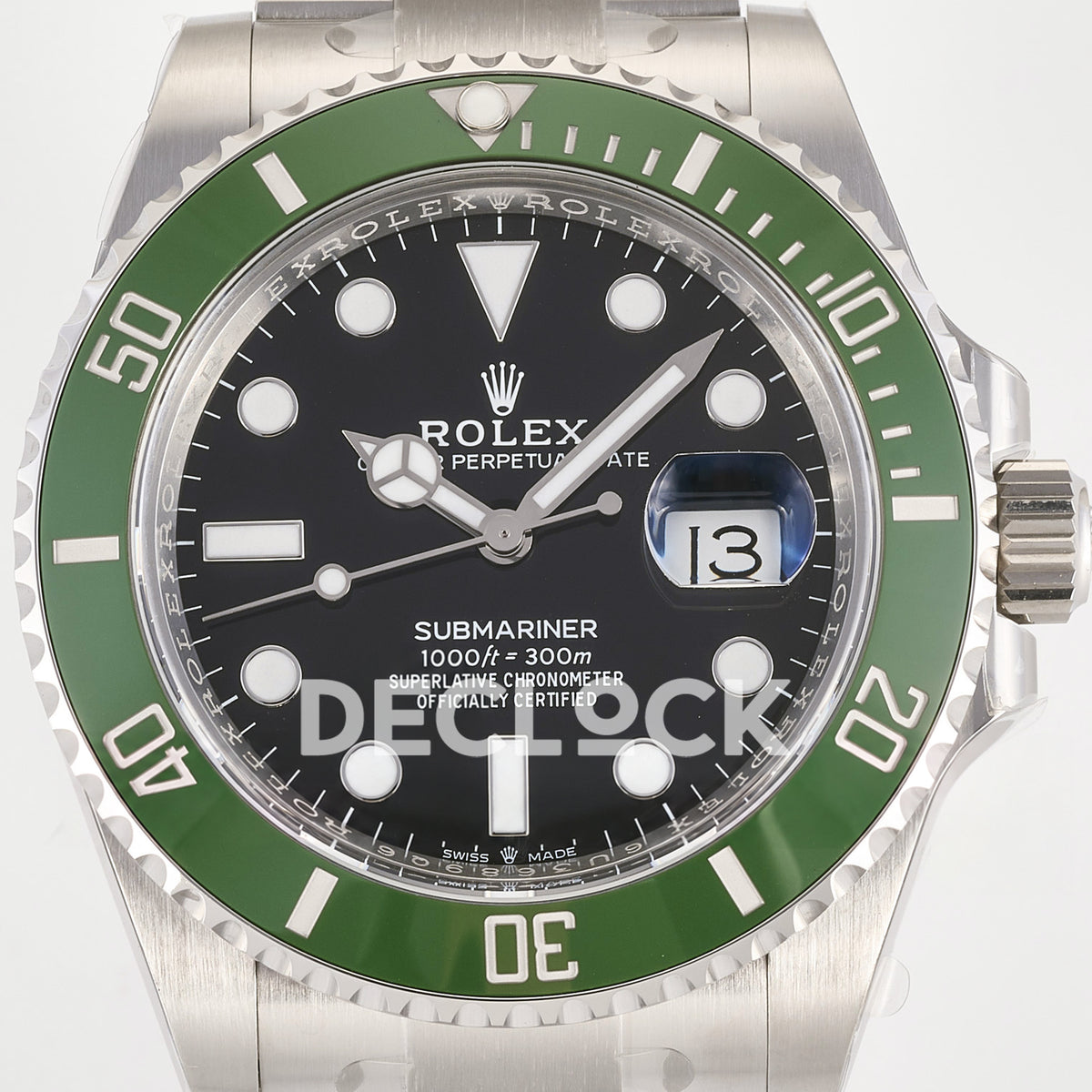 Rolex Submariner 41mm 126610LV RWF MK2 Kermit Black Dial JH3235 Free Sprung replica - dial closeup