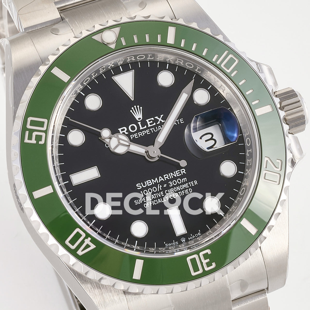 Rolex Submariner 41mm 126610LV RWF MK2 Kermit Black Dial JH3235 Free Sprung replica - dial angle left