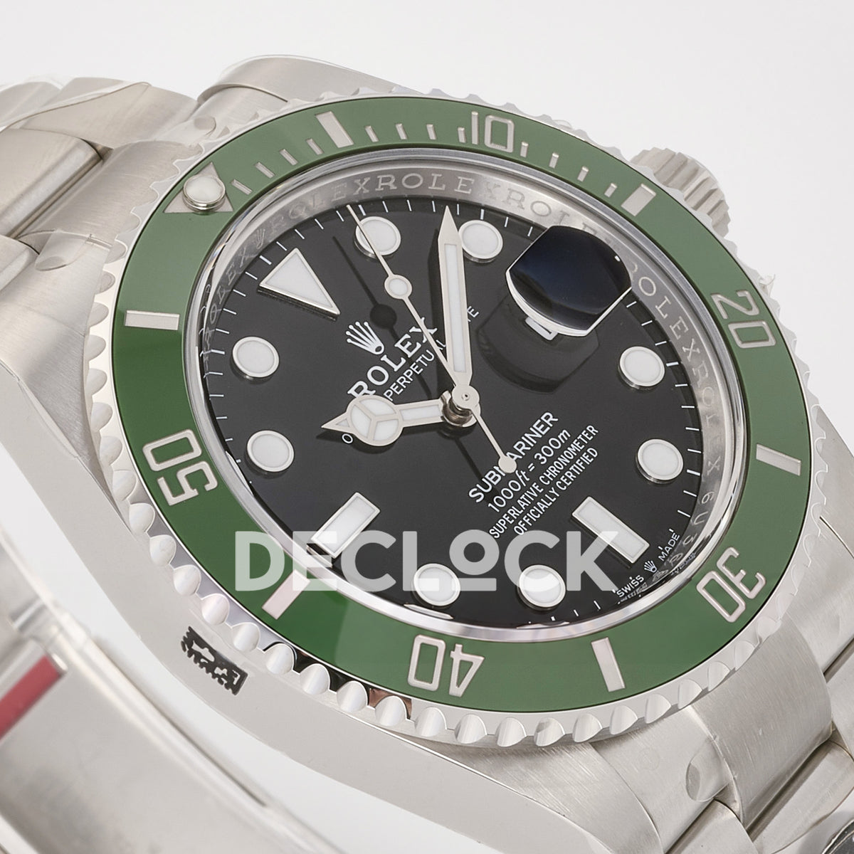 Rolex Submariner 41mm 126610LV RWF MK2 Kermit Black Dial JH3235 Free Sprung replica - dial side angle
