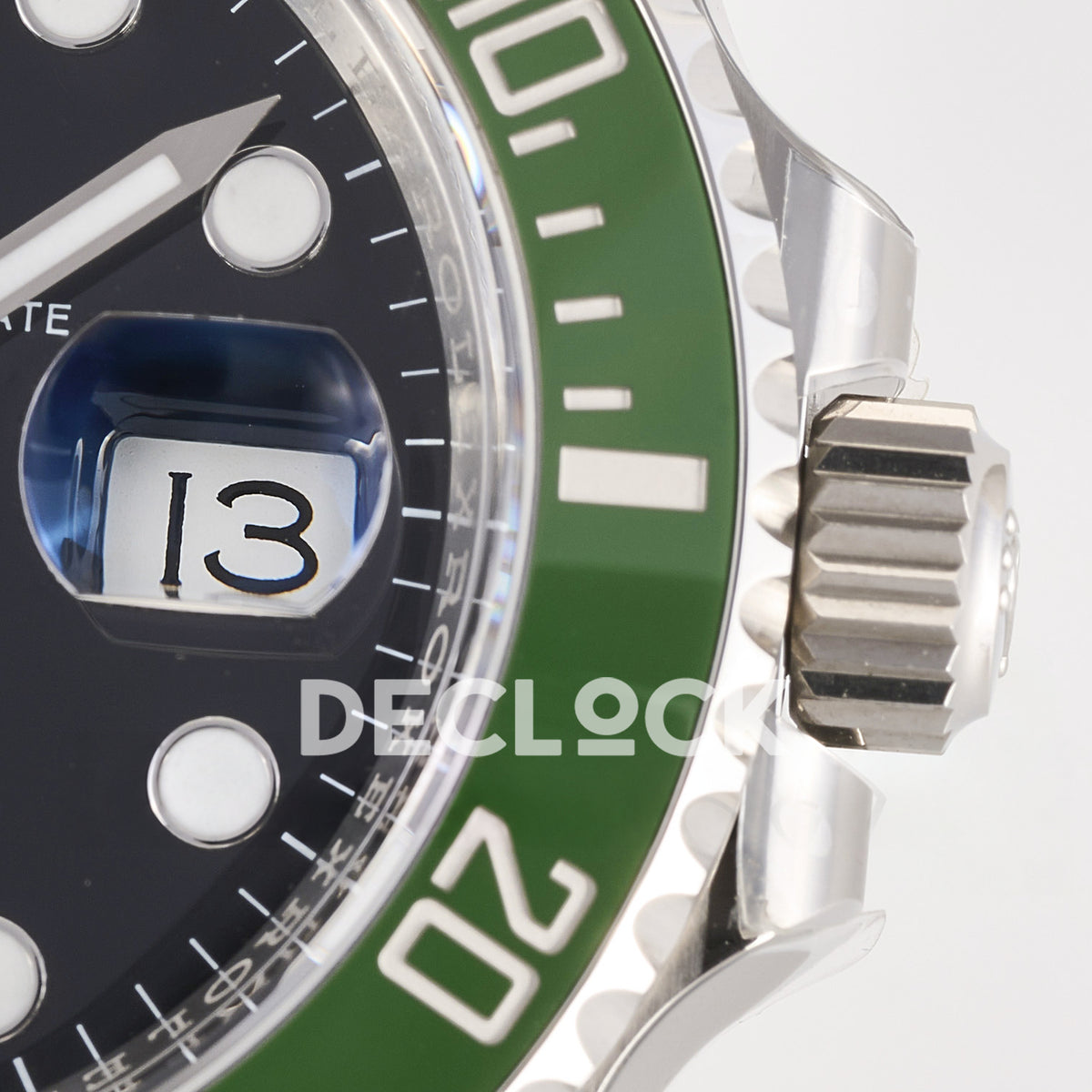 Rolex Submariner 41mm 126610LV RWF MK2 Kermit Black Dial JH3235 Free Sprung replica - date crown detail