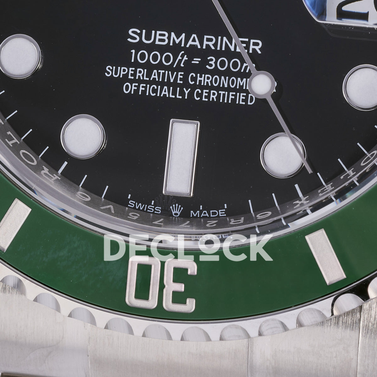 Rolex Submariner 41mm 126610LV THBF Black Dial Green Bezel JH3235 Free Sprung replica - lower dial detail