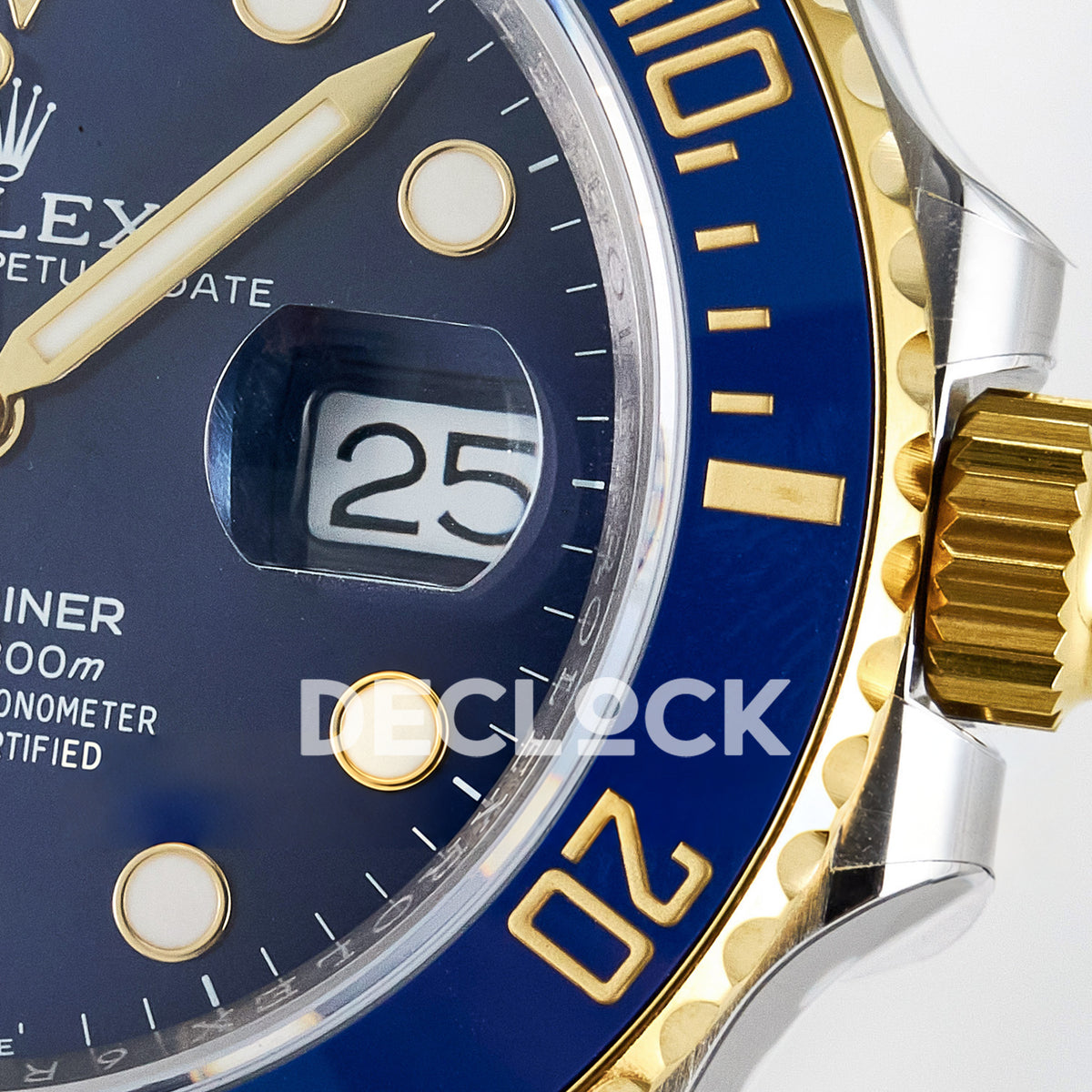 Rolex Submariner 126613LB 41mm ARF Two-Tone Blue Dial SH3235 replica - crown date macro