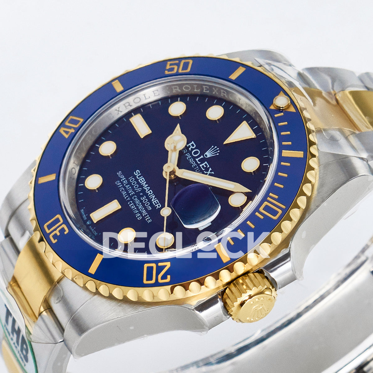 Rolex Submariner 126613LB 41mm THBF Two-Tone Blue Dial SH3235 replica - crown front angle
