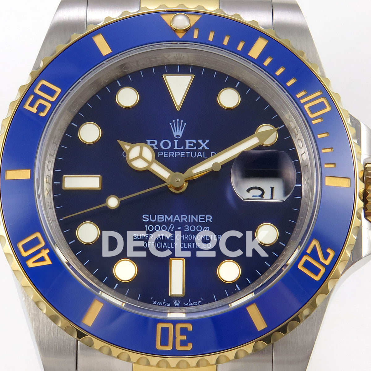 Rolex Submariner 41mm 126613LB QF Two-Tone Blue Dial JH3235 Free Sprung replica - dial closeup