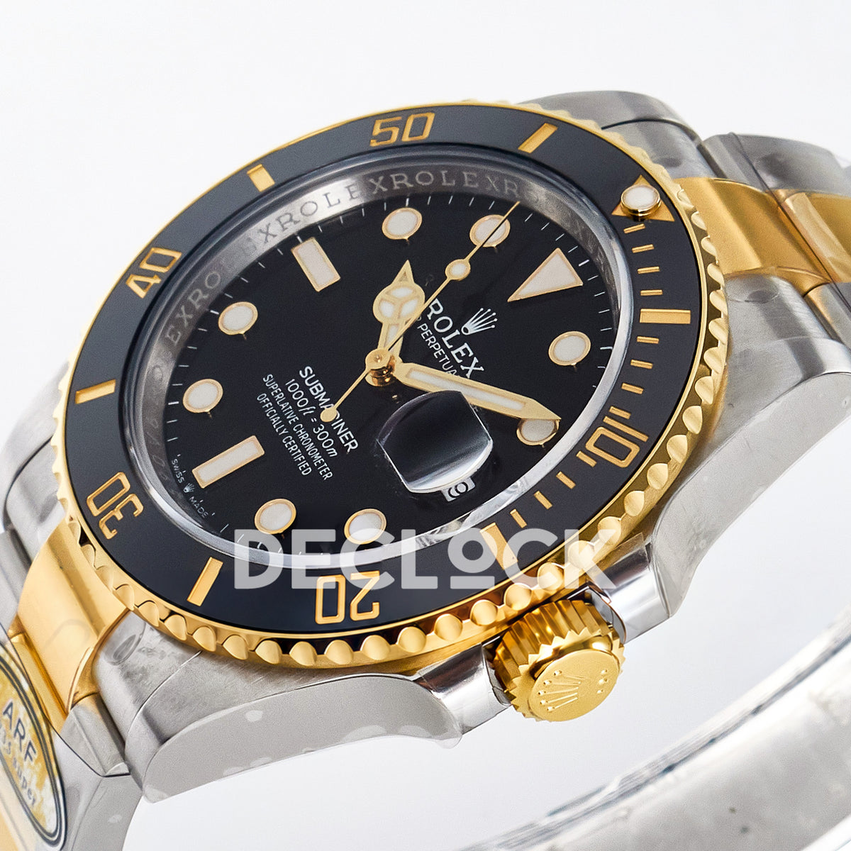 Rolex Submariner 126613LN 41mm ARF Two-Tone Black Dial SH3235 replica - crown front angle