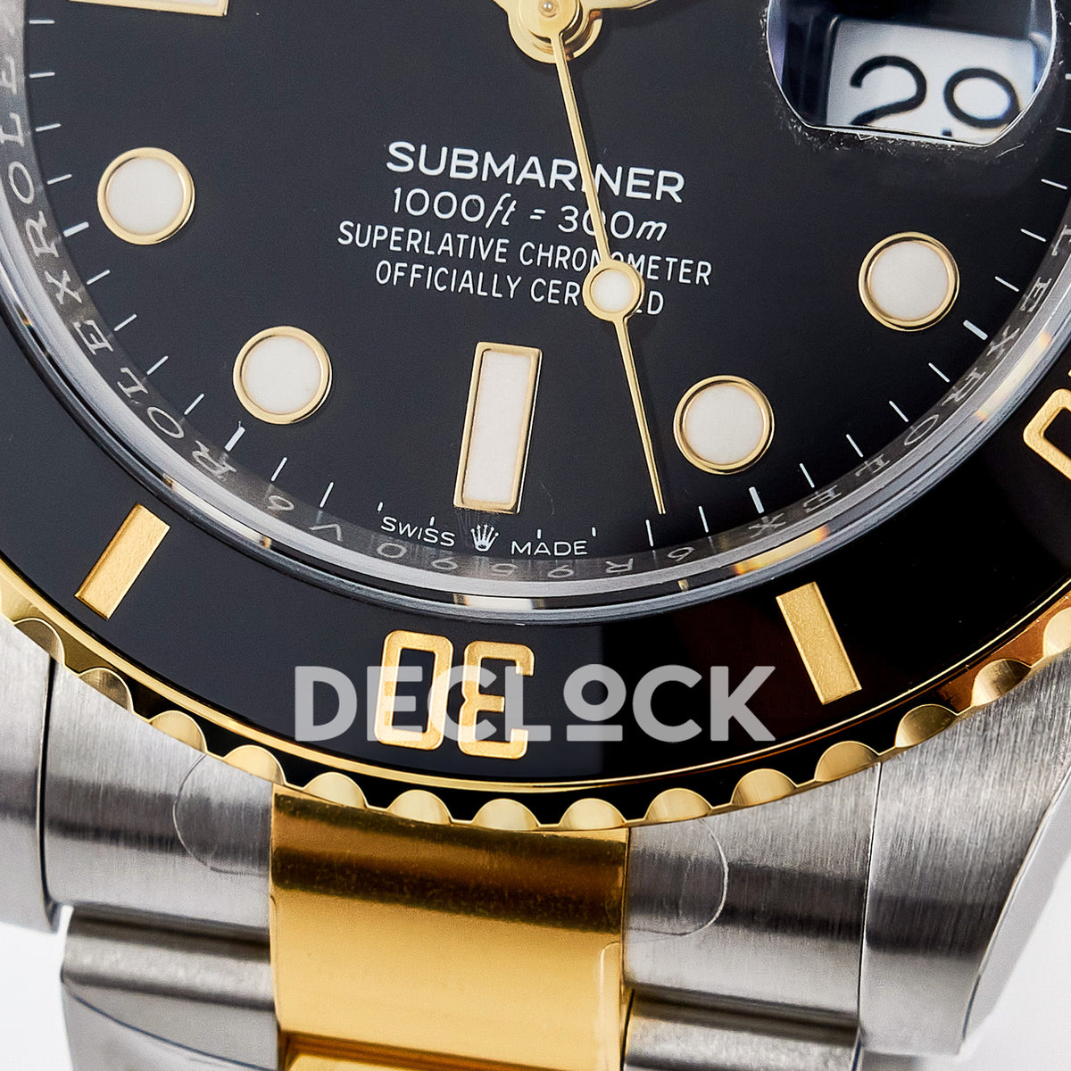 Rolex Submariner 126613LN 41mm ARF Two-Tone Black Dial SH3235 replica - lower dial closeup