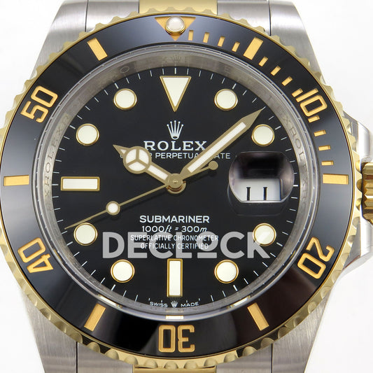 Rolex Submariner 126613LN 41mm QF Two-Tone Black Dial QF3235 replica - dial closeup