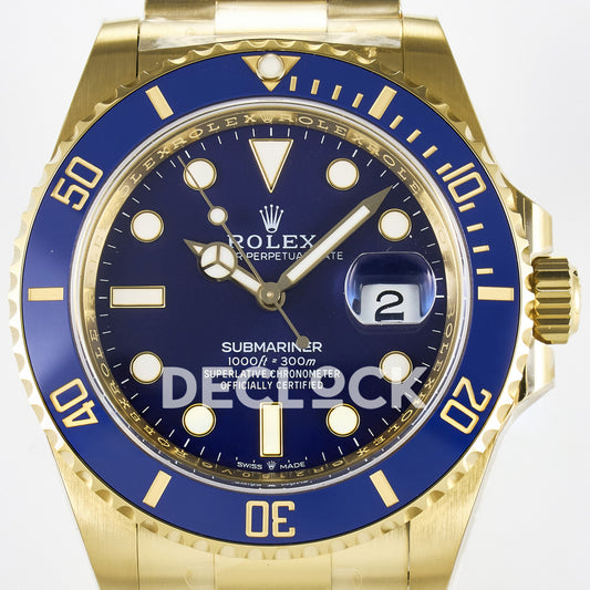 Rolex Submariner 126618LB 41mm THBF Yellow Gold Blue Dial SH3235 replica - dial closeup