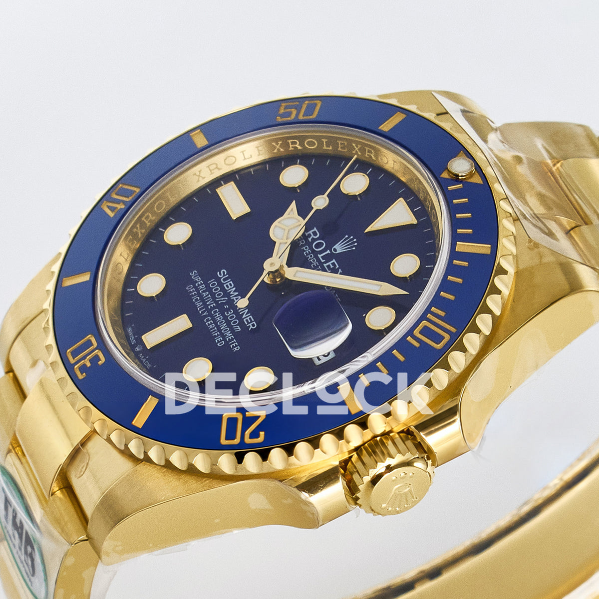 Rolex Submariner 126618LB 41mm THBF Yellow Gold Blue Dial SH3235 replica - crown front angle