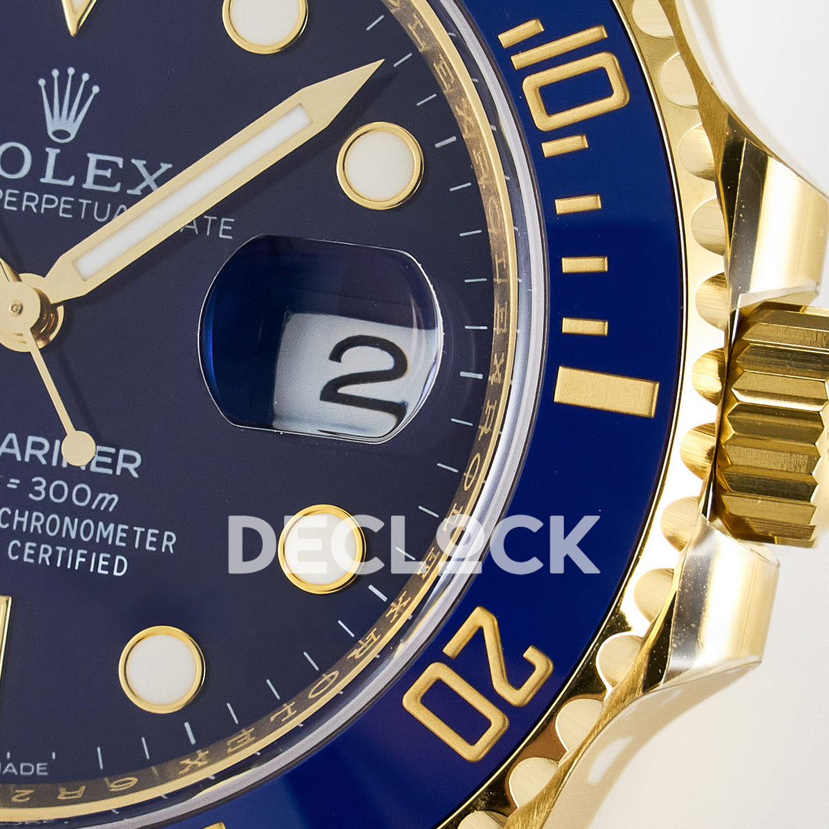 Rolex Submariner 126618LB 41mm THBF Yellow Gold Blue Dial SH3235 replica - crown date macro
