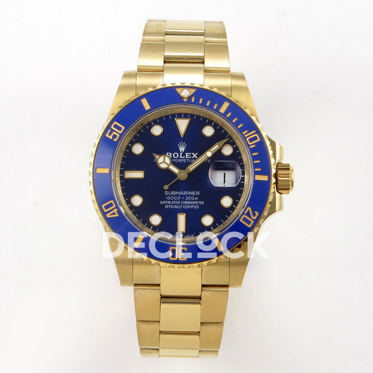 Rolex Submariner 41mm 126618LB QF Blue Dial Yellow Gold JH3235 Free Sprung replica - front