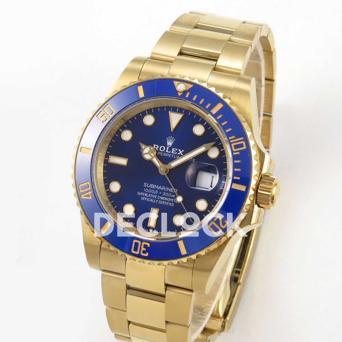 Rolex Submariner 41mm 126618LB QF Blue Dial Yellow Gold JH3235 Free Sprung replica - three quarter