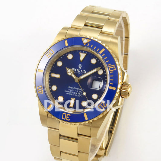 Rolex Submariner 41mm 126618LB QF Blue Dial Yellow Gold JH3235 Free Sprung replica - three quarter