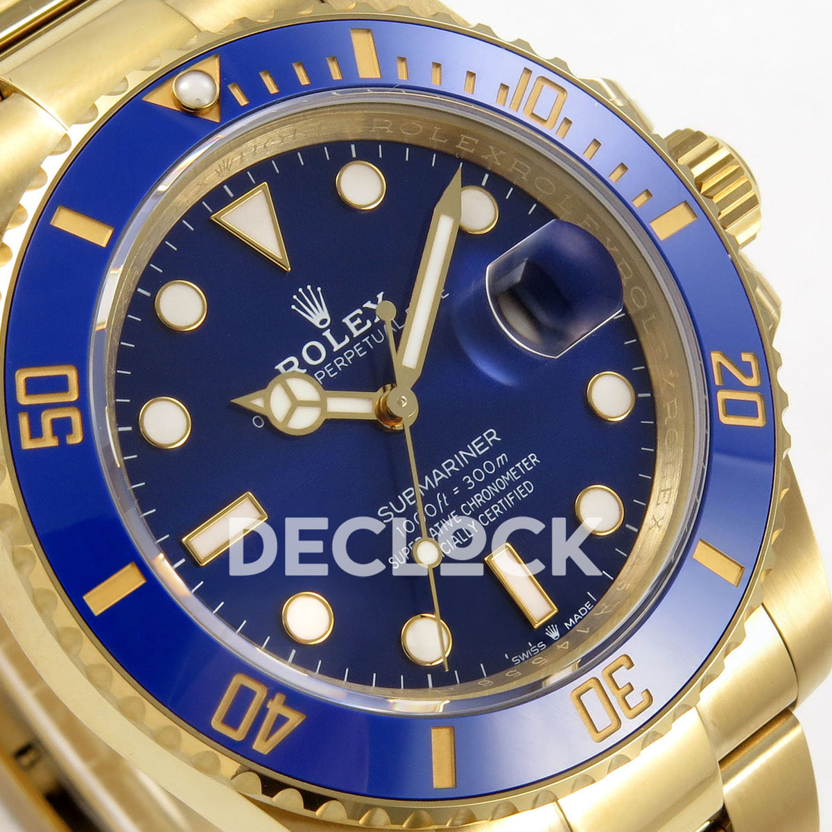 Rolex Submariner 41mm 126618LB QF Blue Dial Yellow Gold JH3235 Free Sprung replica - dial angle left