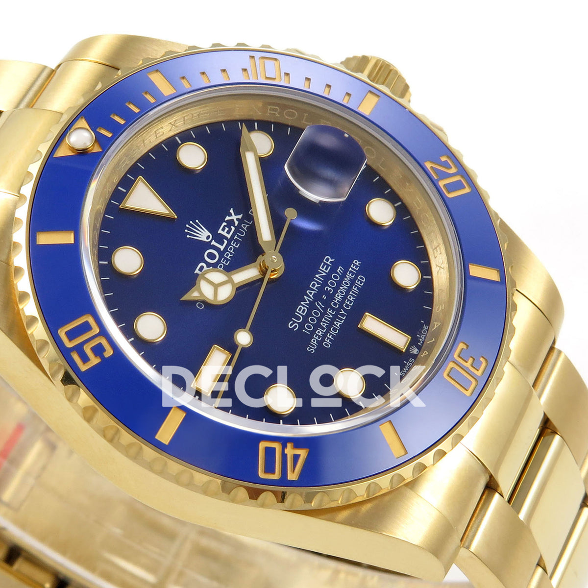 Rolex Submariner 41mm 126618LB QF Blue Dial Yellow Gold JH3235 Free Sprung replica - dial side angle