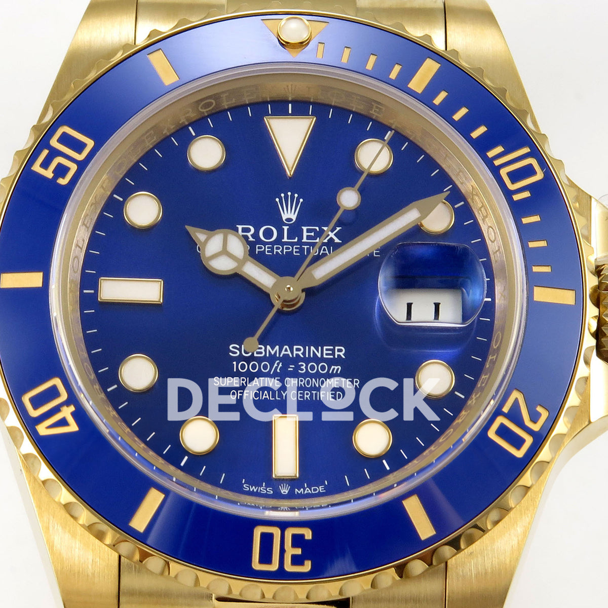 Rolex Submariner 41mm 126618LB WF Blue Dial Yellow Gold JH3235 replica - dial closeup
